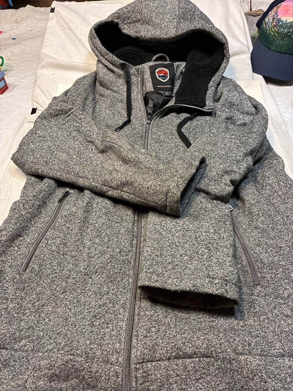 1 Madison Expedition Heritage Collection Gray Knit Full-Zip Hooded Jacket Size X
